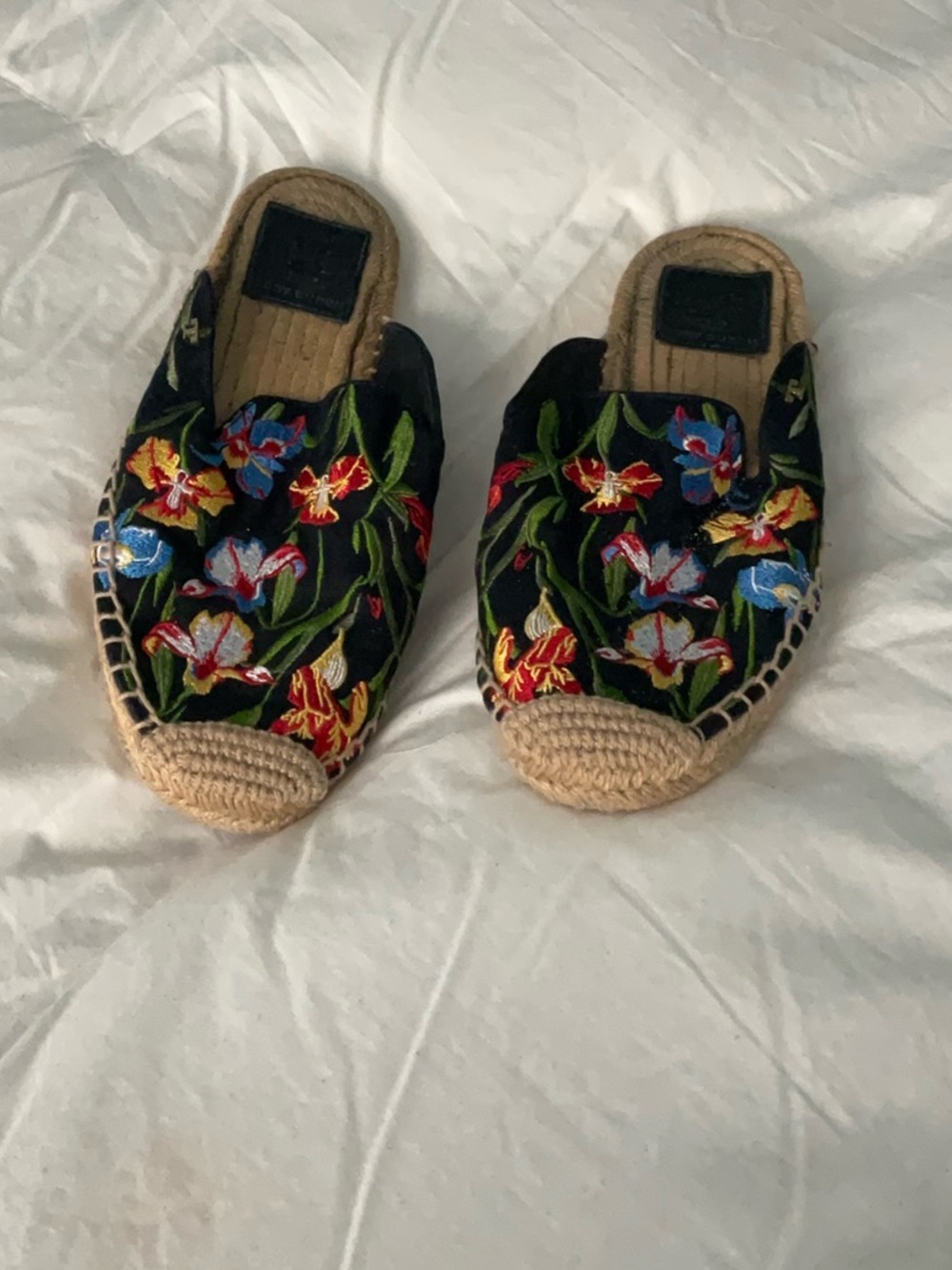 Tory Burch embroidered slip on shoes
